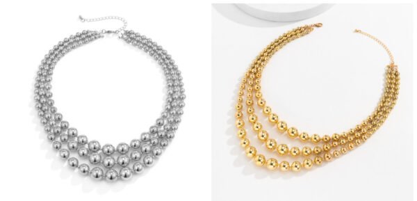 Punk Exaggerated Big Round Bead Trendy Retro CCB Chain Clavicle Necklace