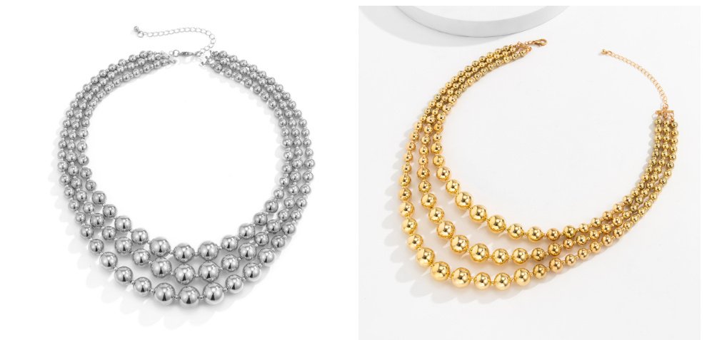 Punk Exaggerated Big Round Bead Trendy Retro CCB Chain Clavicle Necklace