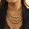 Punk Exaggerated Big Round Bead Trendy Retro CCB Chain Clavicle Necklace