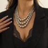 Punk Exaggerated Big Round Bead Trendy Retro CCB Chain Clavicle Necklace
