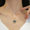 Stainless Steel Starry Sky Planet Astronaut Necklace For Women Light Luxurious Temperament Star Metal Chain Jewelry Gift