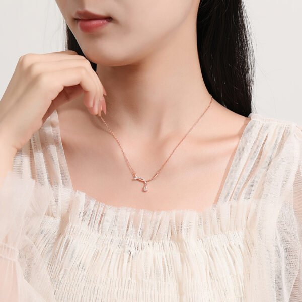 S925 silver water drop necklace Korean version clavicle rhinestone inlaid necklace