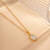 INS Popular Irregular Lava Shell Stainless Steel Oval Pendant Necklace