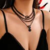 Black Suit Necklace Sweet Cool Peach Heart Halloween Ornaments Necklace For Women