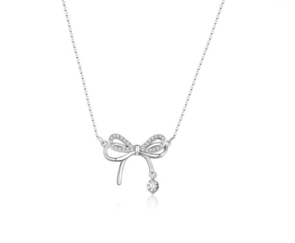 0fc1e485-8a6c-4d3e-8f3a-7ac58454786b-4.jpg Women's Bow Necklace 999 Sterling Silver Clavicle Chain