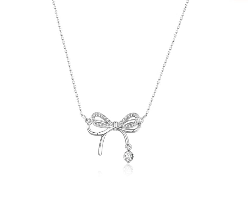 0fc1e485-8a6c-4d3e-8f3a-7ac58454786b-4.jpg Women's Bow Necklace 999 Sterling Silver Clavicle Chain