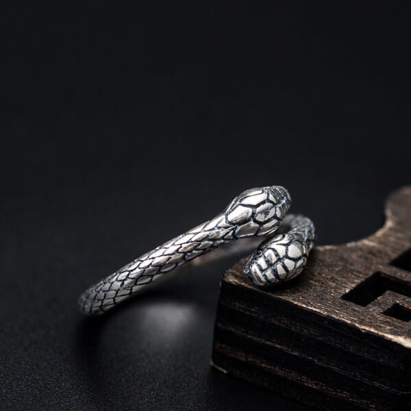 925 Silver Cool Style Snake Head Vintage Ring For Men And Women
