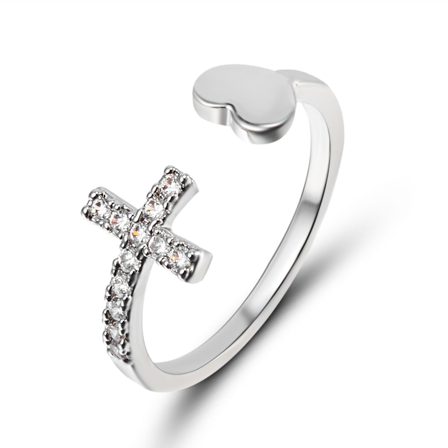 Hot Sale Cross Diamond Heartshaped Ring