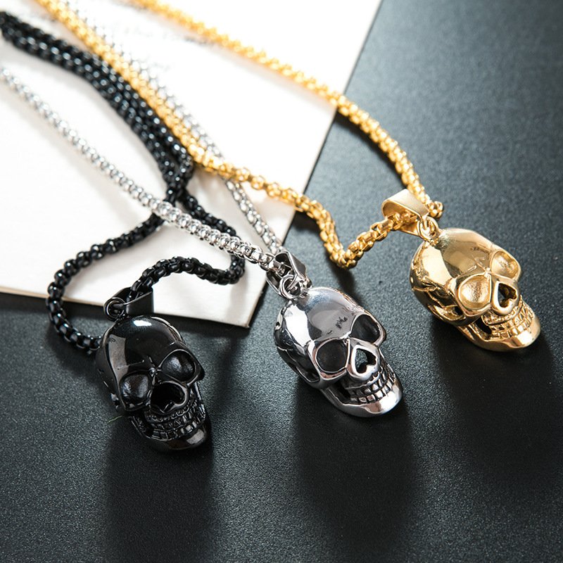 15560449925.jpg Halloween Skull Necklace Personality Punk Necklace Men Fashion Titanium Steel Accessories