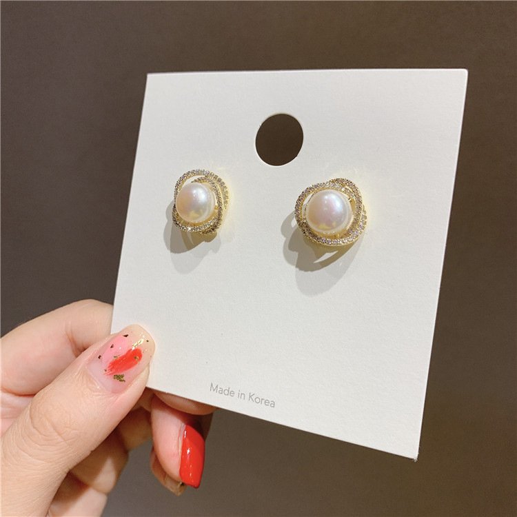 925 Silver Needle Retro Simple Pearl Earrings
