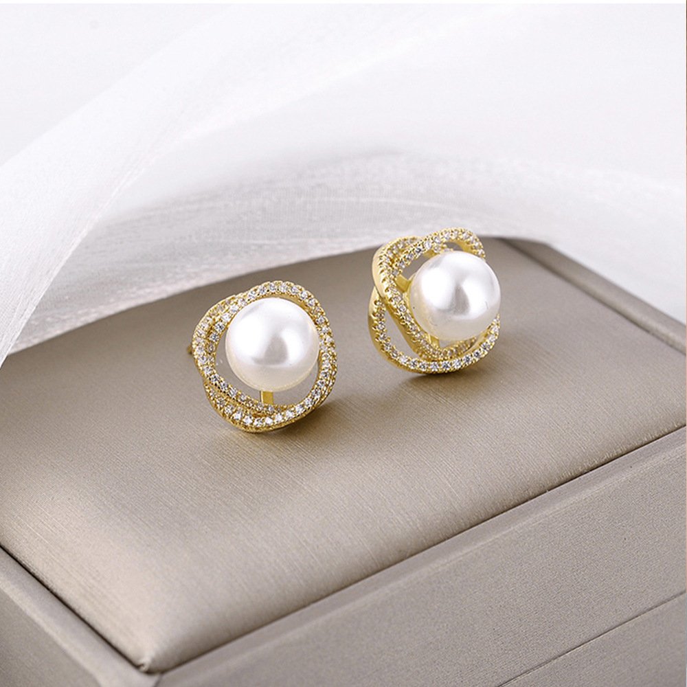925 Silver Needle Retro Simple Pearl Earrings