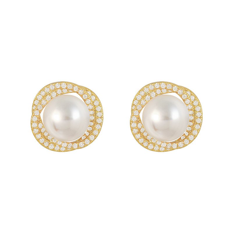 925 Silver Needle Retro Simple Pearl Earrings