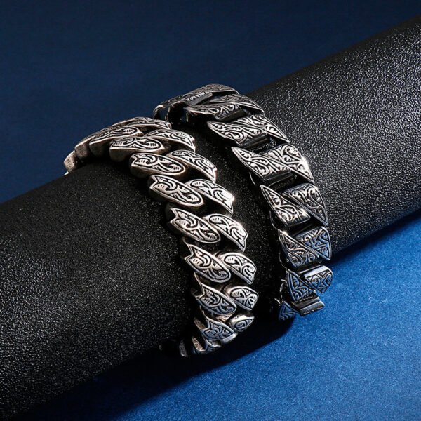 1623750416260.jpg Exaggerated Wide Personality Retro Pattern Stainless Steel Bracelet