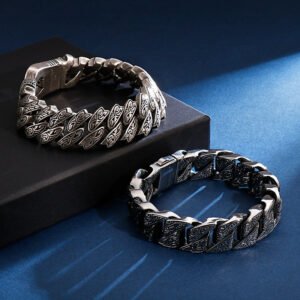 Exaggerated Wide Personality Retro Pattern Stainless Steel Bracelet