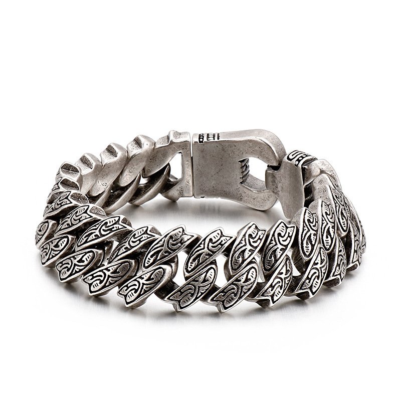 1623750416270.jpg Exaggerated Wide Personality Retro Pattern Stainless Steel Bracelet