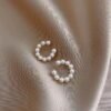 Sterling Silver Needle C- Shaped Pearl Earrings Style Ear Clip Simple Dignified Ear Clips Earrings
