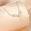 S925 Sterling Silver Wheat Necklace Leaf Tassel