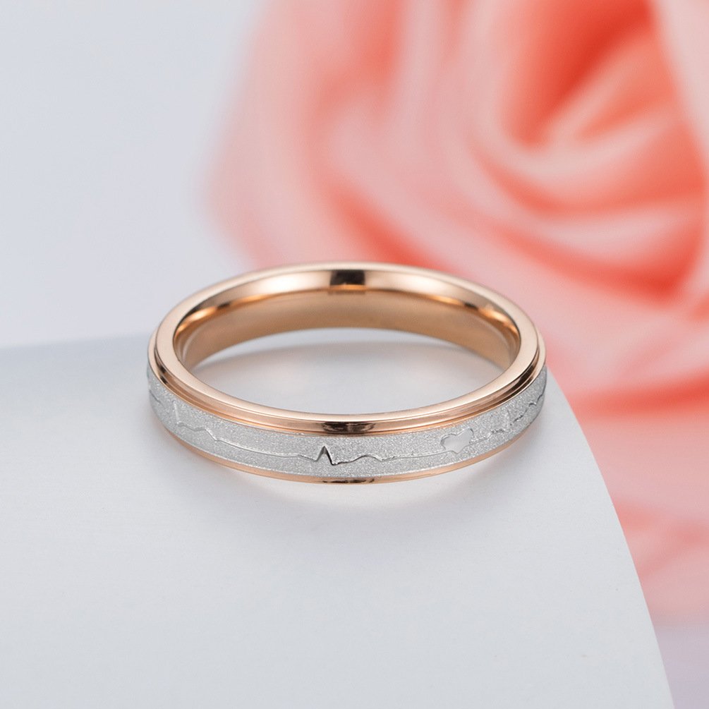 Titanium Steel ECG Shape Couple Ring