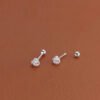 Silver Needle Ruyi Knot Stud Earrings Female Screw Tightening Buckle