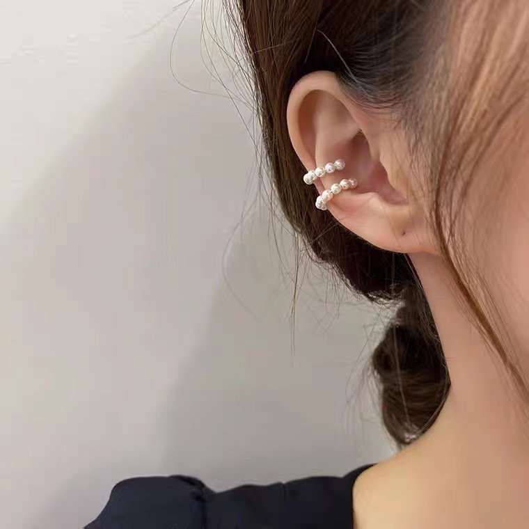 Sterling Silver Needle C- Shaped Pearl Earrings Style Ear Clip Simple Dignified Ear Clips Earrings