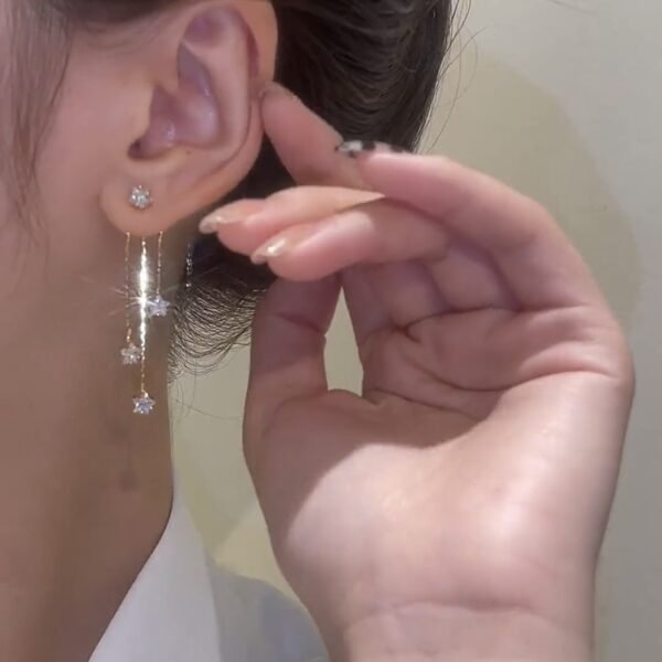 3163d319-c7a0-4bd3-9e17-02b2e72e44b0.jpg Micro Inlaid Zircon Pentagram Tassel Earrings