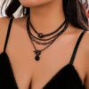 Black Suit Necklace Sweet Cool Peach Heart Halloween Ornaments Necklace For Women