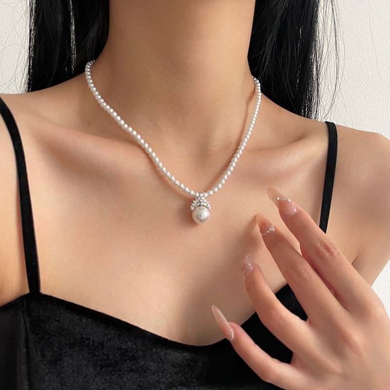 33d4c4f0-a8fb-4c9c-8191-a79dfd4e8d5e.jpg French Style Temperament Crown Zircon Pendant Pearl Necklace