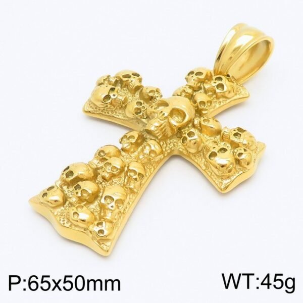 Stainless Steel Cross Shelf Skull Pendant Necklace