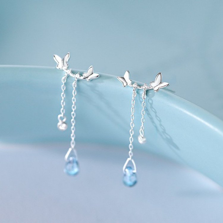 39ffd067-26d8-4f30-a840-7f564db730e4.jpg 925 Sterling Silver Butterfly Tassel Stud Earrings