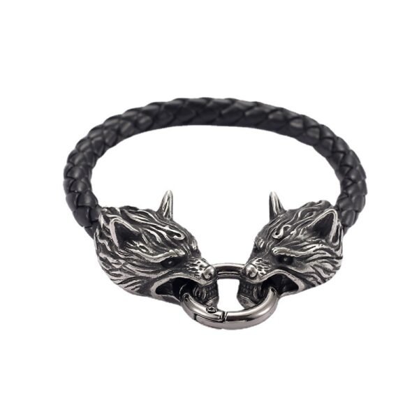 3aa26c66-52b3-4a78-8b7c-dd9746b10419.jpg Stainless Steel Nordic Viking Odin Wolf Head Bracelet