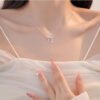 Women's Bow Necklace 999 Sterling Silver Clavicle Chain