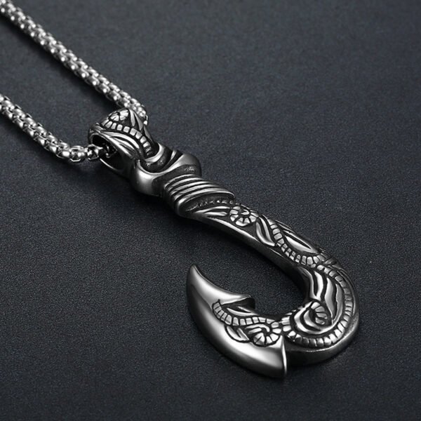 40062304-bcca-469a-9907-5603c001a9ed.jpg Vintage Stainless Steel Ocean Romance Fish Hook Titanium Steel Pendant