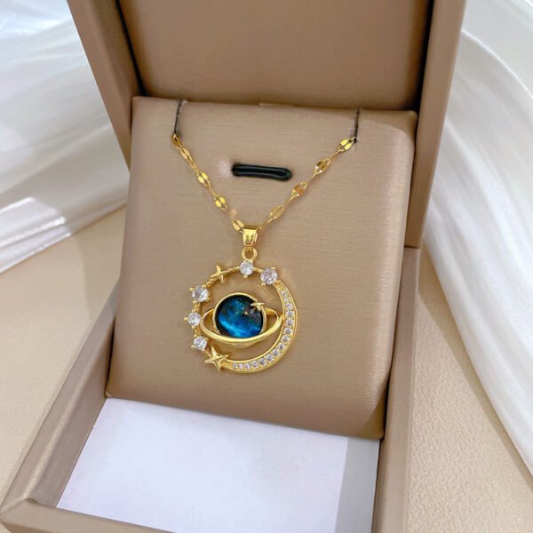 400bcee9-1c9c-41aa-ab27-5ae7f326b44b.jpg Stainless Steel Starry Sky Planet Astronaut Necklace For Women Light Luxurious Temperament Star Metal Chain Jewelry Gift