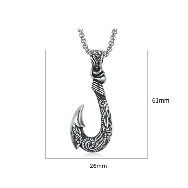 4b8b8401-7135-4c79-898a-244844cf877a.jpg Vintage Stainless Steel Ocean Romance Fish Hook Titanium Steel Pendant