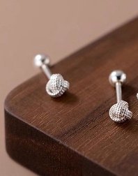 53002784-6389-47d3-b13f-1acd3ac84568.jpg Silver Needle Ruyi Knot Stud Earrings Female Screw Tightening Buckle