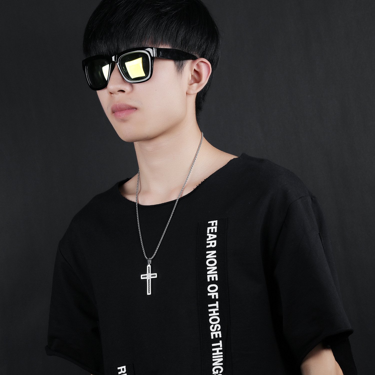 5550428611_113251234.jpg Titanium Steel Wire Cross Men's Necklace