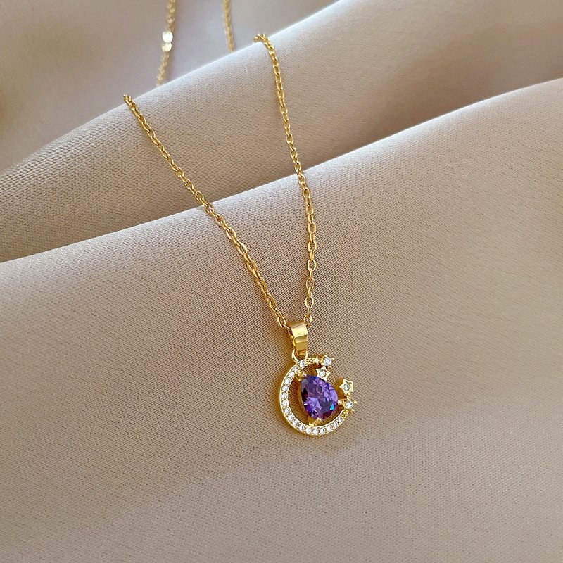 Stainless Steel Starry Sky Planet Astronaut Necklace For Women Light Luxurious Temperament Star Metal Chain Jewelry Gift