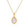 INS Popular Irregular Lava Shell Stainless Steel Oval Pendant Necklace