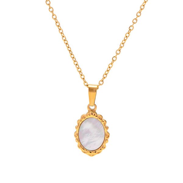 INS Popular Irregular Lava Shell Stainless Steel Oval Pendant Necklace