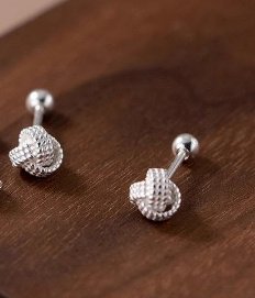 5ff49a58-b8bb-4304-82d3-456c484cee8d.jpg Silver Needle Ruyi Knot Stud Earrings Female Screw Tightening Buckle
