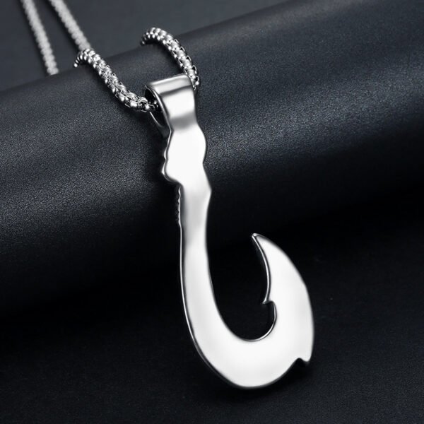 63b8e7a0-664a-4192-814d-a277724c3872.jpg Vintage Stainless Steel Ocean Romance Fish Hook Titanium Steel Pendant