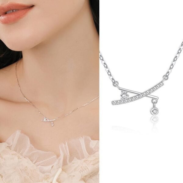 Women's Sterling Silver Cross Zircon Necklace