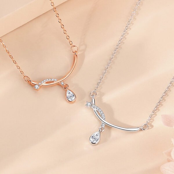 S925 silver water drop necklace Korean version clavicle rhinestone inlaid necklace