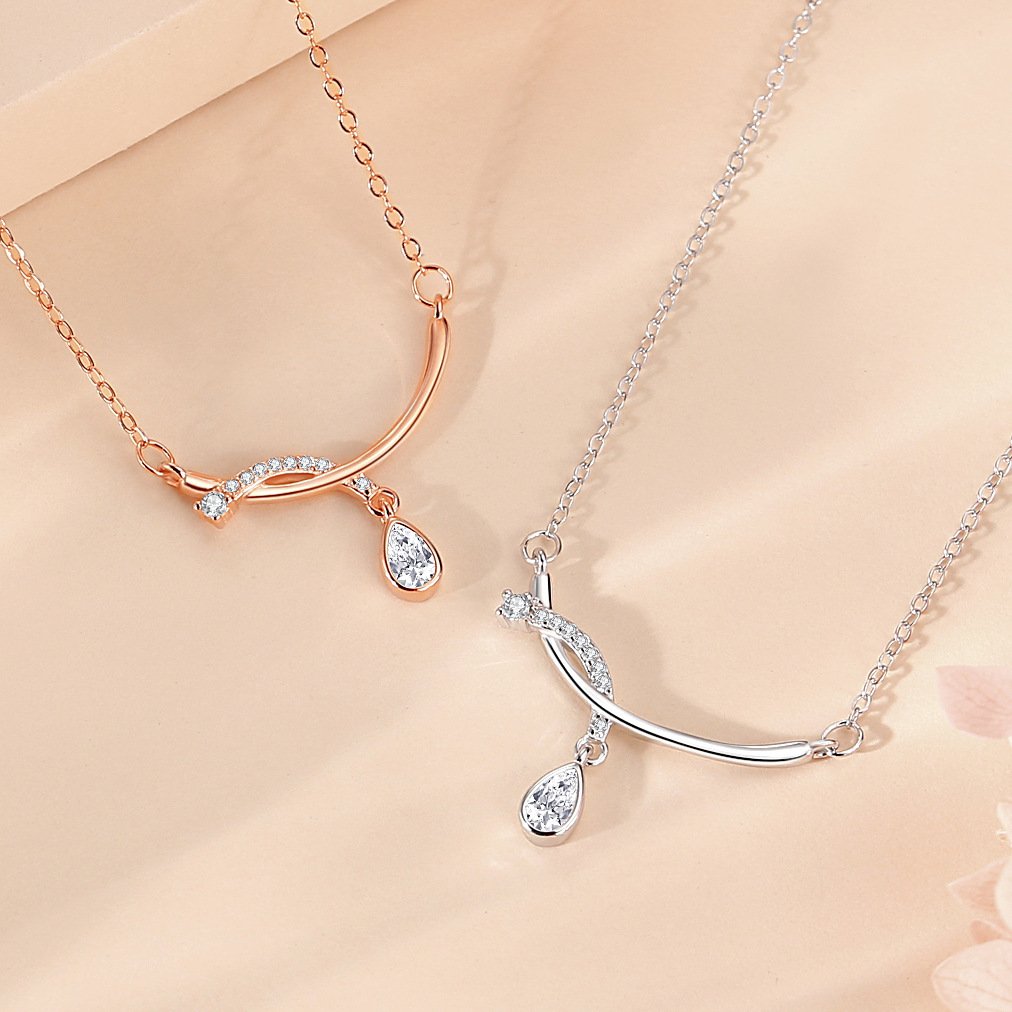 682d008c-51b4-4f00-a3b6-21d4760586f9-1.jpg S925 silver water drop necklace Korean version clavicle rhinestone inlaid necklace