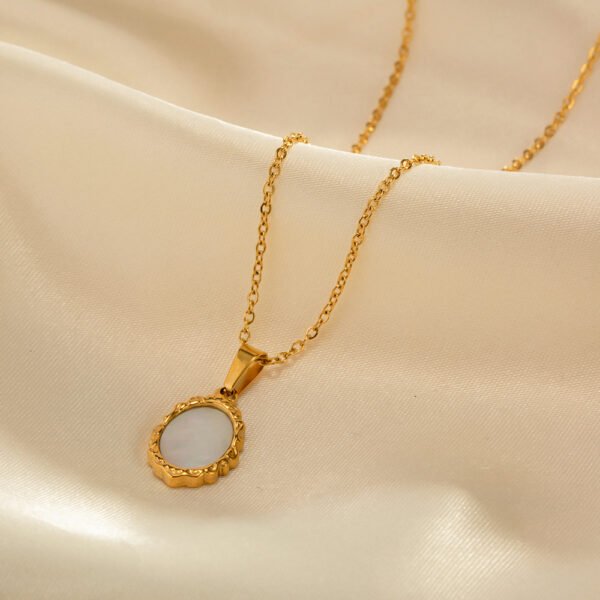 INS Popular Irregular Lava Shell Stainless Steel Oval Pendant Necklace