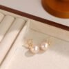 Micro Inlaid Zircon Plated 18K Elegant Sweet Pearl