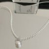 French Style Temperament Crown Zircon Pendant Pearl Necklace