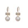 Japanese And Korean Exquisite Fashion Shining Micro Inlaid Zircon Bow Pearl Ear Hook