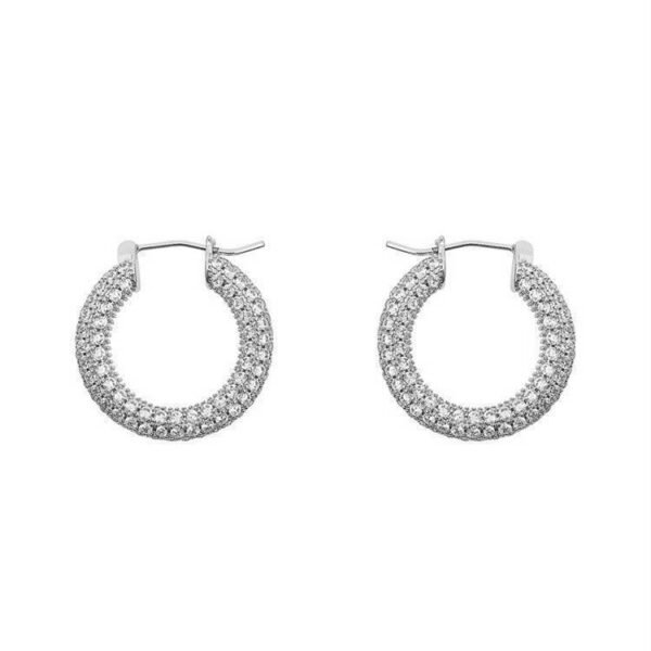 Design Sense Micro Rhinestone Geometric Hoop Earrings