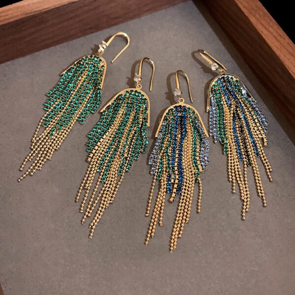 75943d87-c123-4f42-87d9-409d4504da61.jpg Diamond Inlaid U-shaped Long Tassel Ear Hook In Europe And America